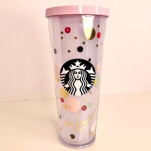 Starbucks "Be Joyful" Polka Dot Holiday Christmas Tumbler‎ Venti Cold Cup 24 oz
